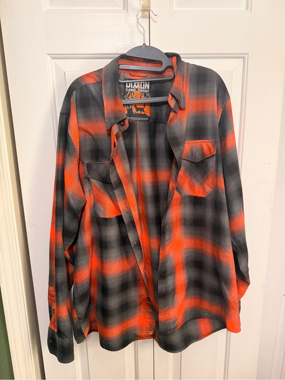 DIXXON Salem XL Men’s Orange and Black Plaid Button-Down Shirt